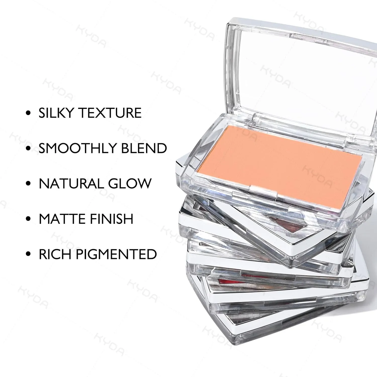 KYDA Coral Powder Blush, Radiant Glow Face Blush, Buildable Matte Cheeks Color, Ultra-fine Lightweight Powder Blusher, Lasting Moisturizing