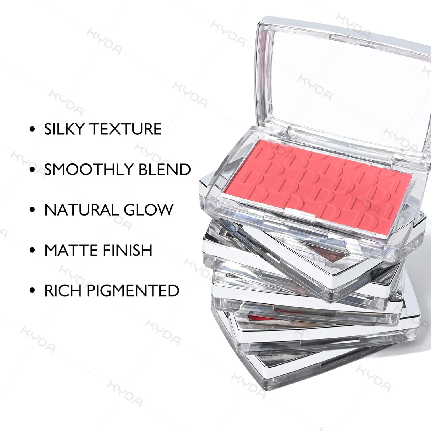 KYDA Powder Blush, Radiant Glow Face Blusher, Blendable Formula, Lasting Moisturizing, Ultra Fine Lightweight Texture, Cherry