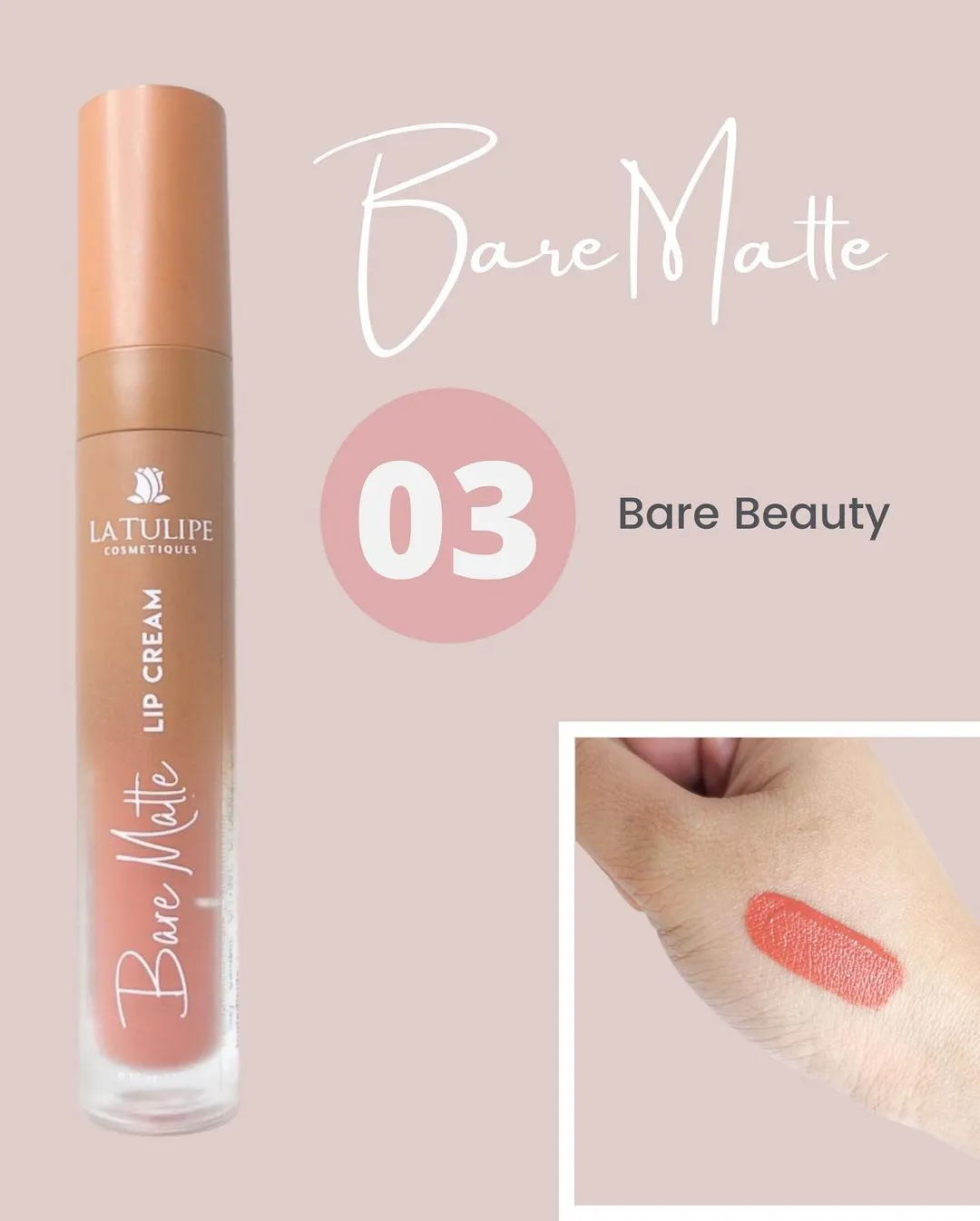 La Tulipe Cosmetiques Bare Matte Lip Cream - 03 Bare Beauty - 4.5g