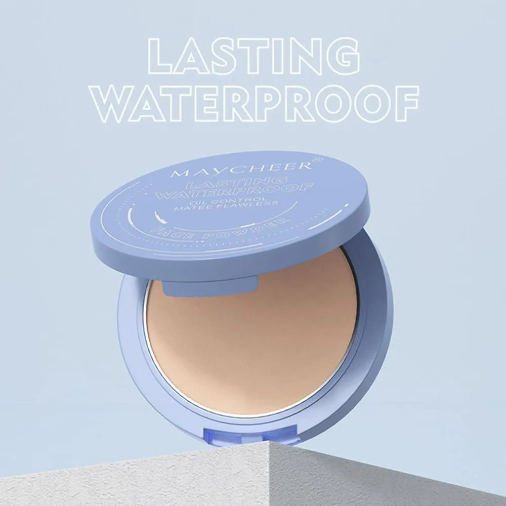 LAMUSELAND Pressed Powder Compact, Oil Control Brighten Skin Color Face Powder, Whitening Highlighting Face Makeup Tools for Women Girls (JG02)