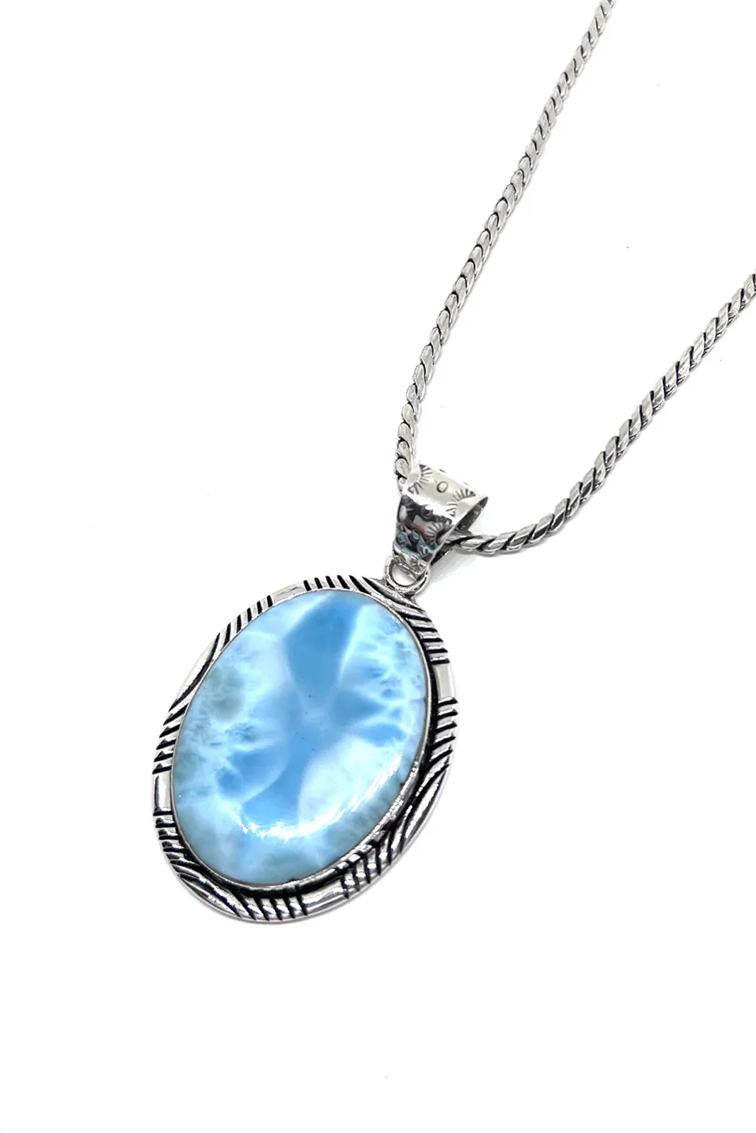 Large Oval Larimar Pendant