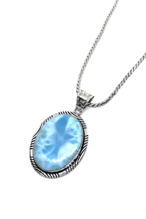 Large Oval Larimar Pendant