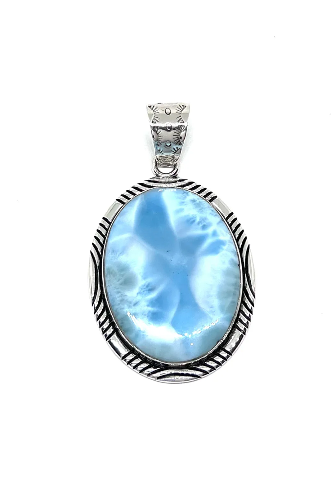 Large Oval Larimar Pendant