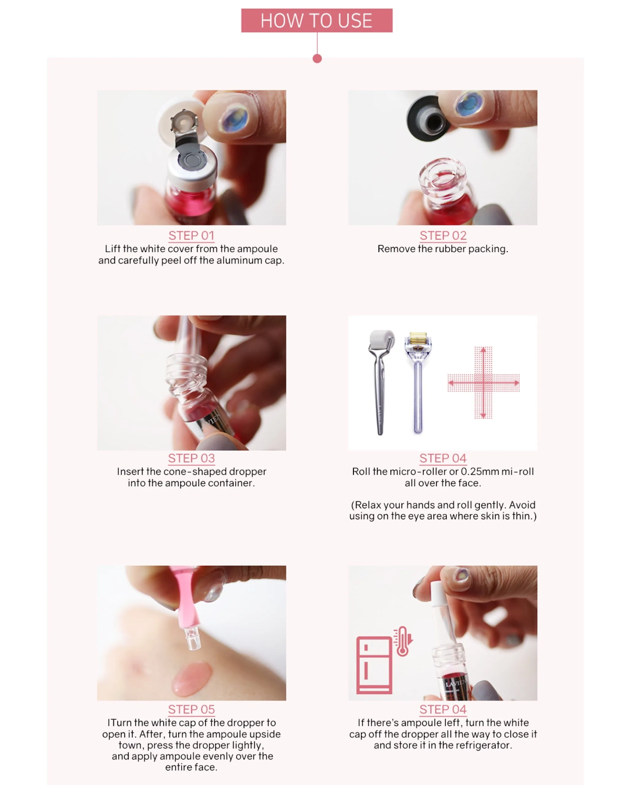 Lavien Amino Silk Skin Ampoule (Pink) / 4000 Micro Shot Skin Roller