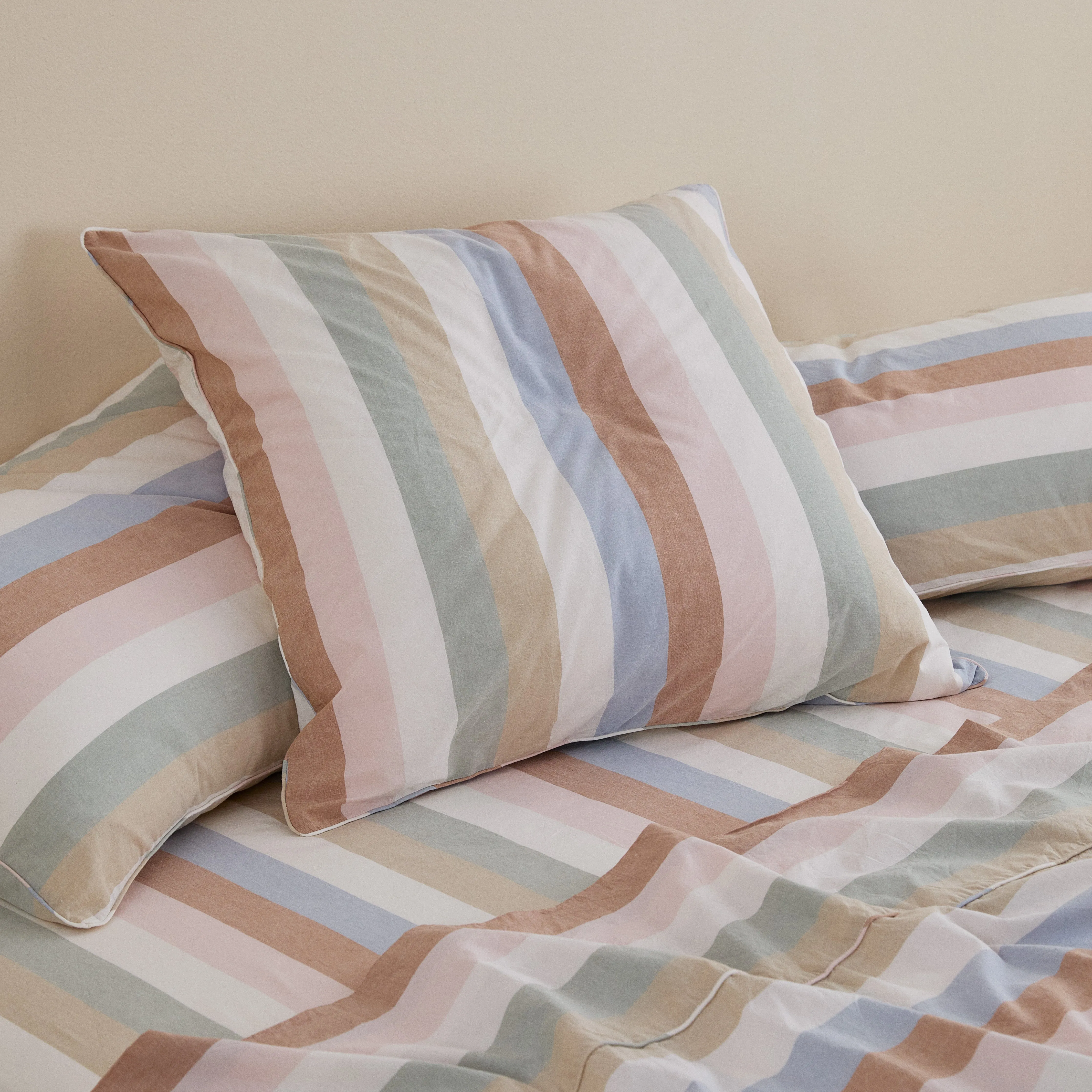 Leo Washed Cotton - Sunny Stripe European Pillowcase