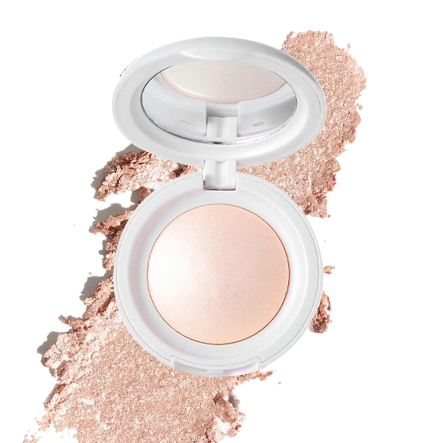Loose Waterproof Highlighter Powder - Lightweight, Skin Tone Correcting, Glossy Finish for a Radiant Glow, Compact Circular Design in White & Pink Shadest (Brown, 0.24 oz)