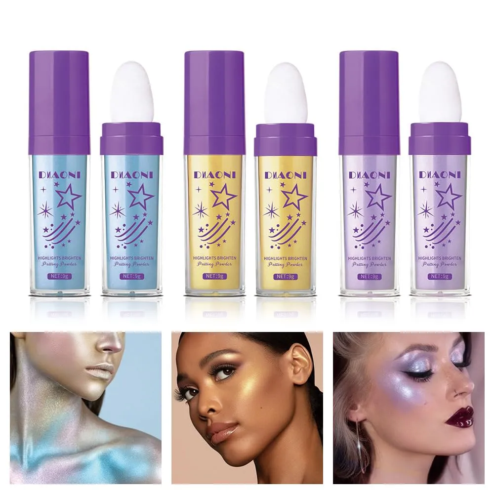 Makeup Fairy Highlighter Pat Powder Stereoscopic Loose Powder Brightening Setting Powder Blush Highlighter Powder (4)