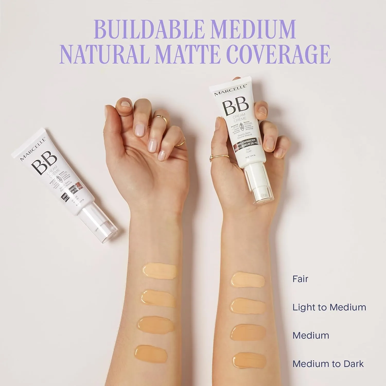 Marcelle BB Cream Beauty Balm, Medium-Dark, Tinted Moisturizer, Skin Enhancer, Lightweight, Hydrating, Hypoallergenic, Non-Comedogenic, Fragrance-Free, Paraben-Free, Oil-Free, Cruelty-Free, 1.5 fl oz