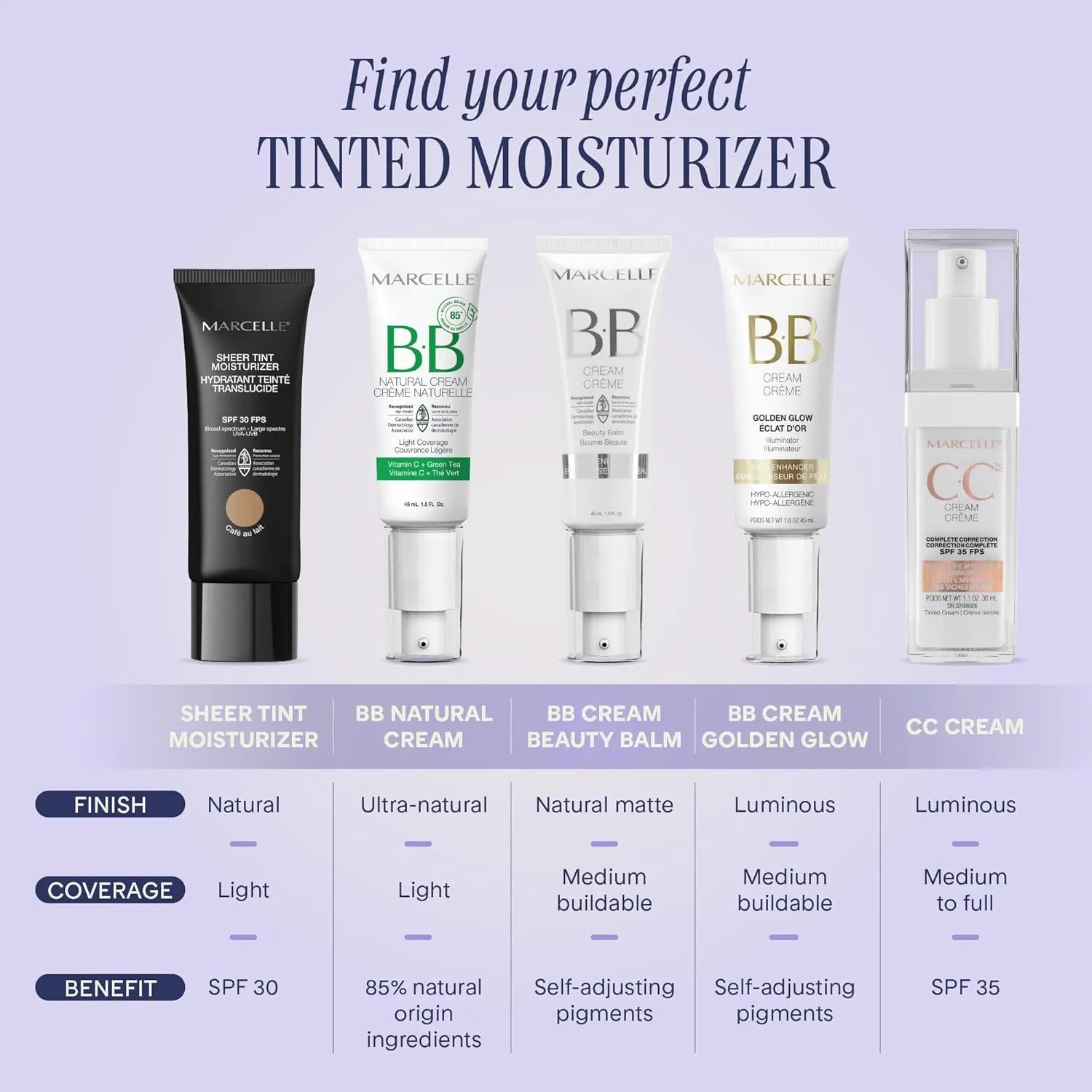 Marcelle BB Cream Beauty Balm, Medium-Dark, Tinted Moisturizer, Skin Enhancer, Lightweight, Hydrating, Hypoallergenic, Non-Comedogenic, Fragrance-Free, Paraben-Free, Oil-Free, Cruelty-Free, 1.5 fl oz