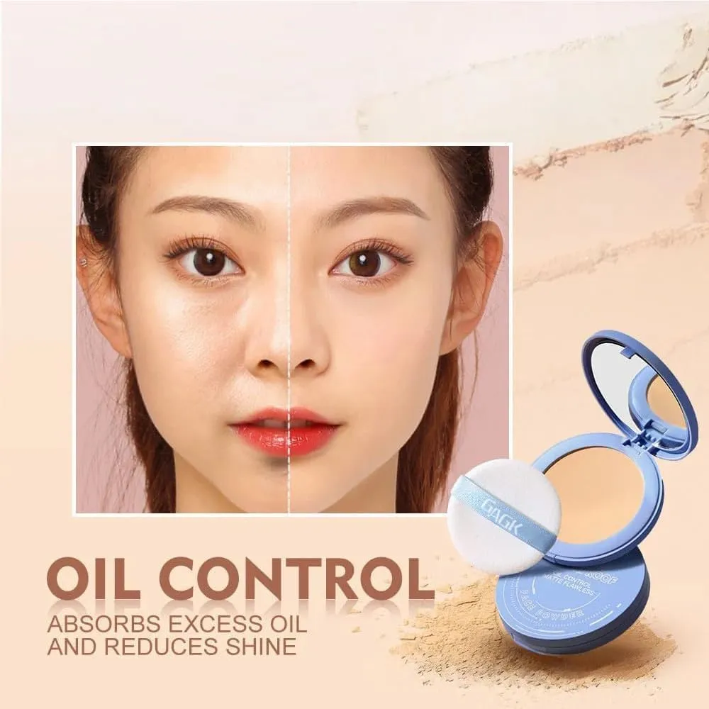 Matte Wet and Dry Powder, Oil Control Face Pressed Powder, Lasting Waterproof Makeup, Matte Smooth Setting Powder Makeup, Waterproof Long Lasting Finishing Powder (02#-Natural beige)