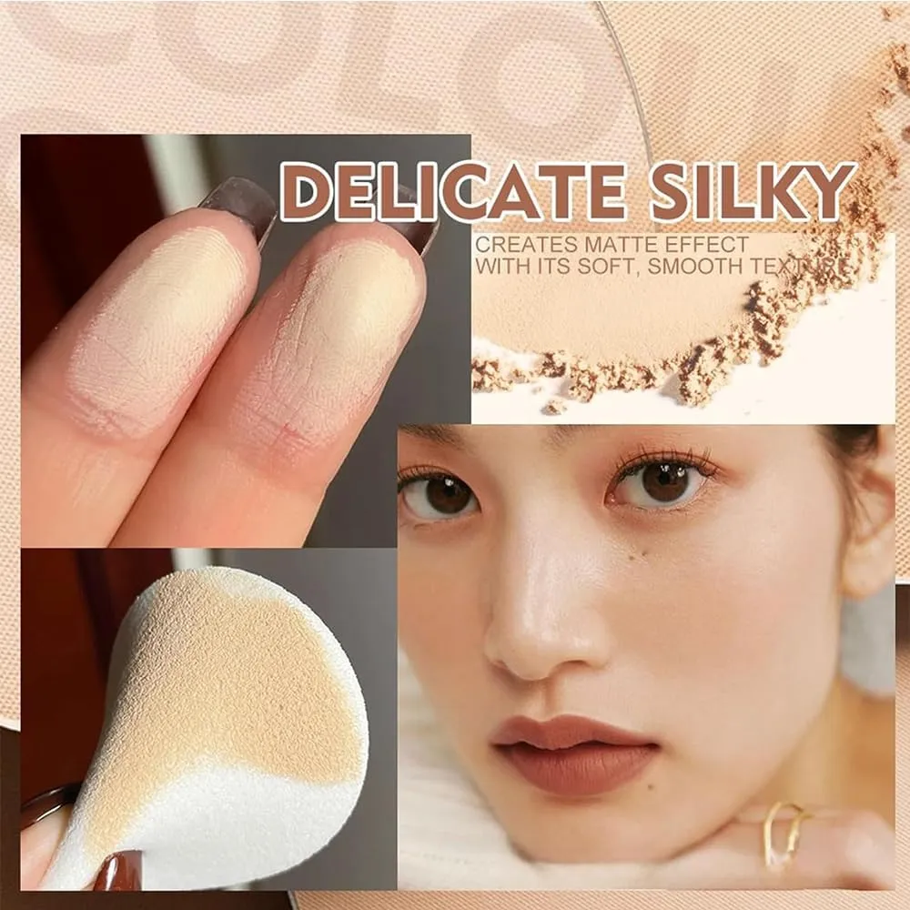 Matte Wet and Dry Powder, Oil Control Face Pressed Powder, Lasting Waterproof Makeup, Matte Smooth Setting Powder Makeup, Waterproof Long Lasting Finishing Powder (02#-Natural beige)