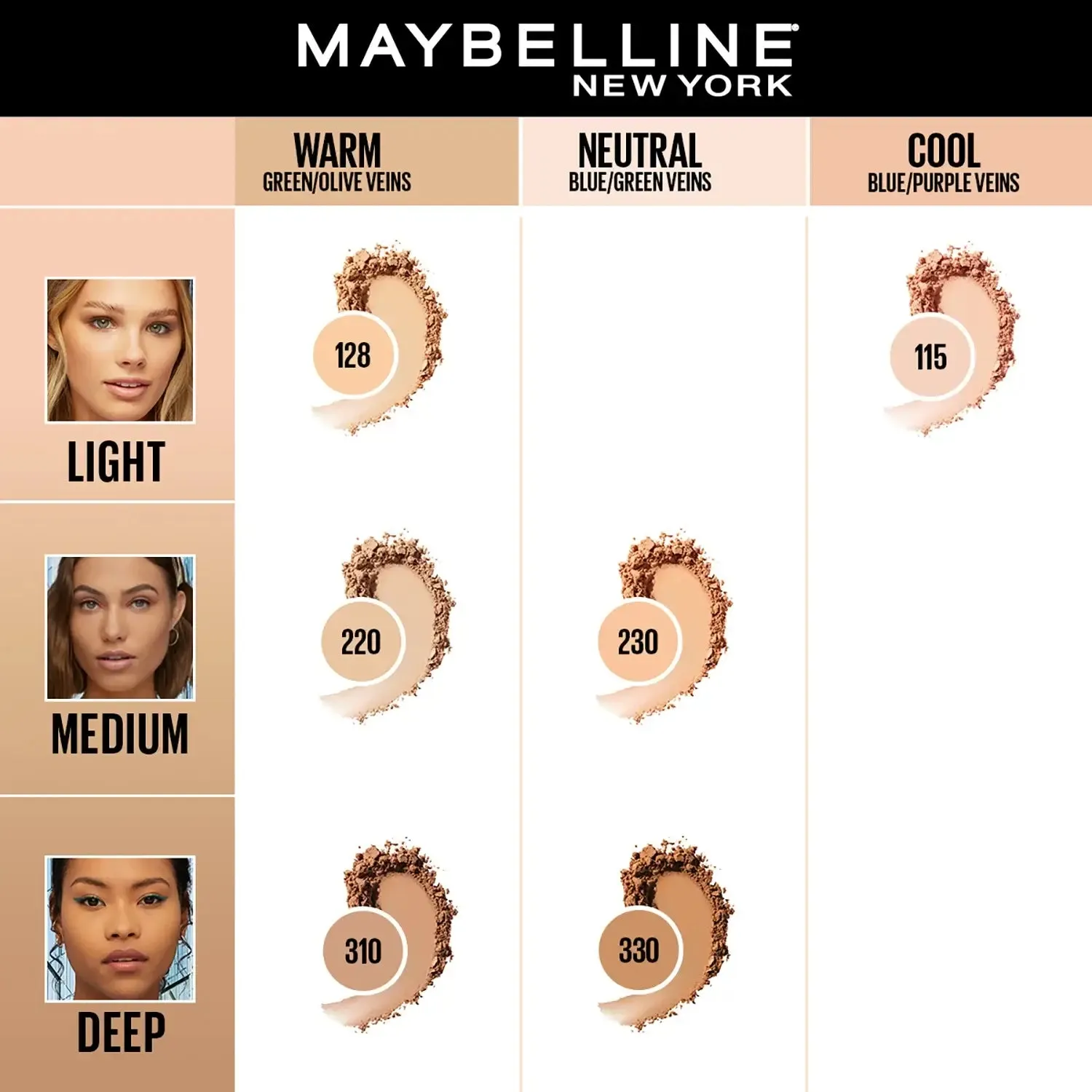 Maybelline New York Fit Me Matte   Poreless Compact Powder, 330 Toffee, 6g