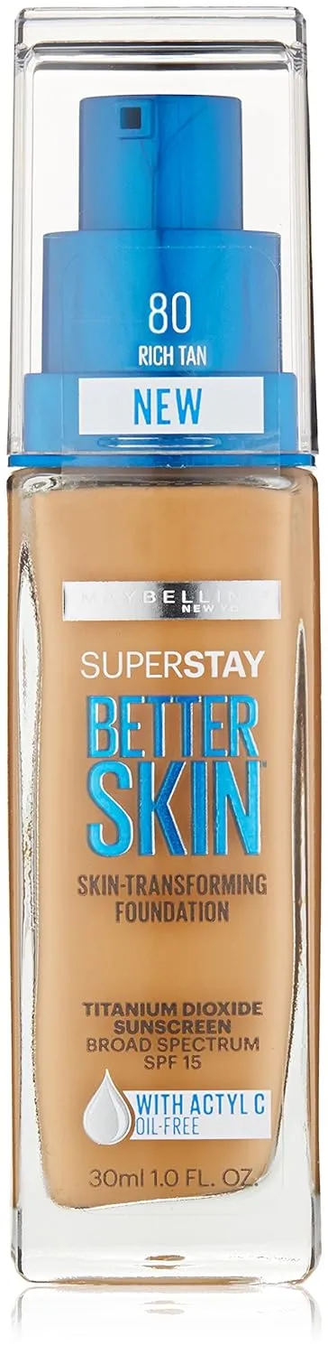 Maybelline New York Superstay Better Skin Foundation, Riche Tan, 1 Fluid Ounce