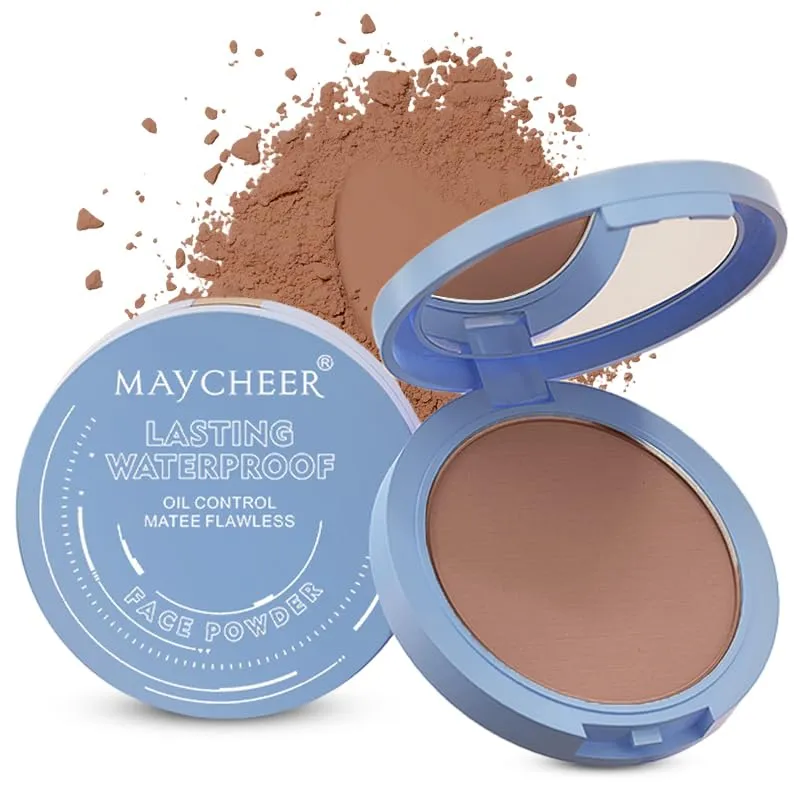 Maycheer Face Powder, Maycheer Setting Powder, Lasting Waterproof Oil Absorbing Pressed Powders Compact for Face (07# BROWN)
