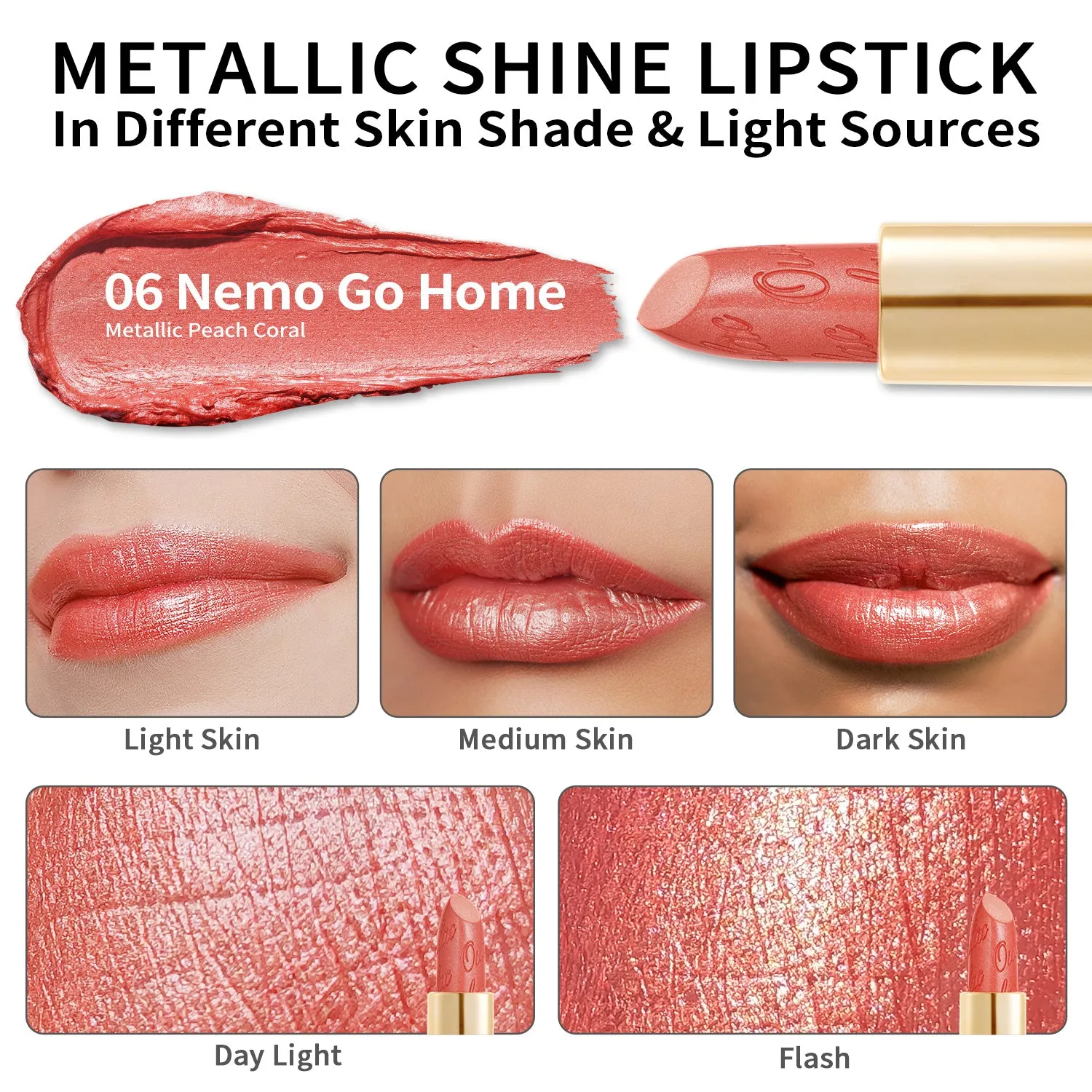 Metallic Shine Lipstick | D06 Nemo Go Home