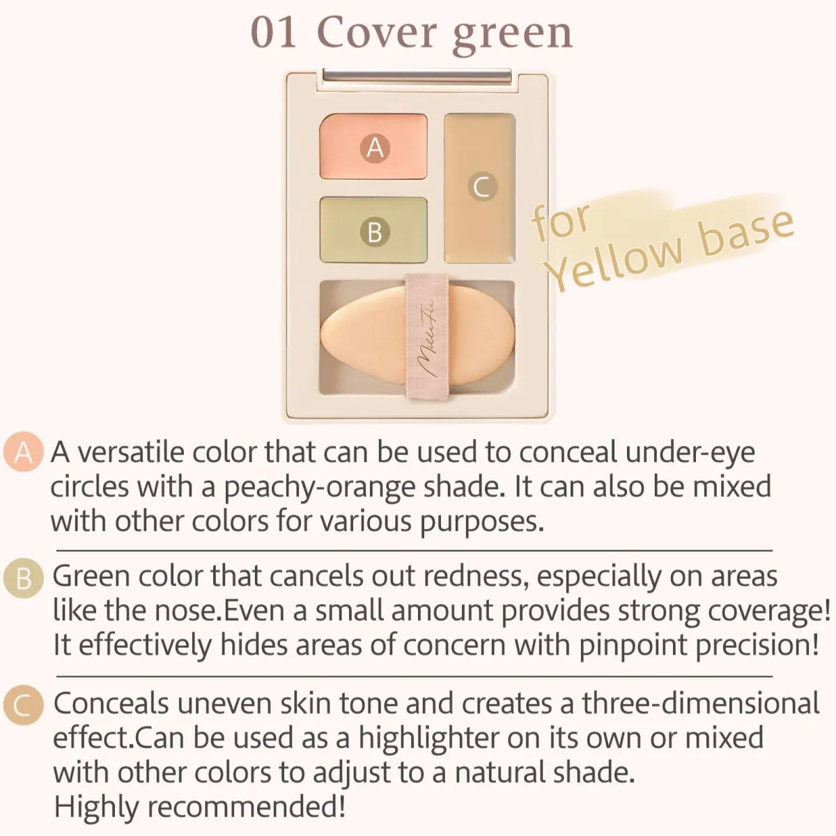 MILLEFEE Secret Concealer Palette - 01 Cover Green
