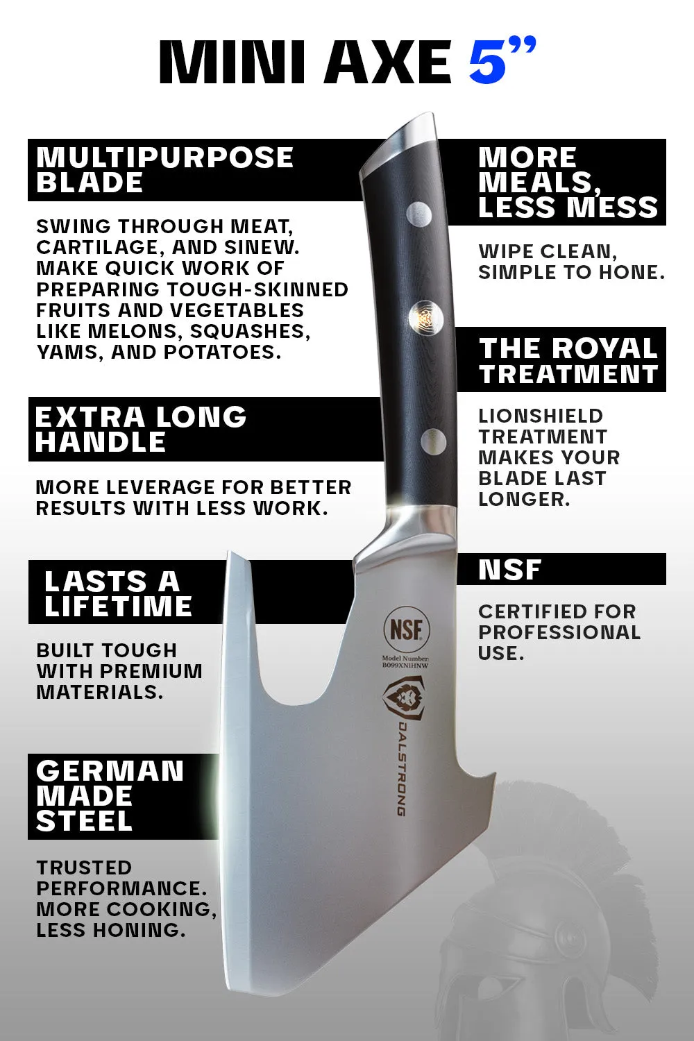 Mini Meat Cleaver Axe 5" | Gladiator Series | NSF Certified | Dalstrong ©