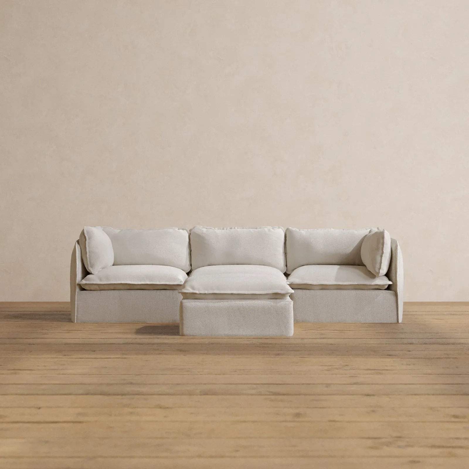 Modular Washable 3-Seater   Ottoman in Powder | Memorix  Seat | Contour Pillow