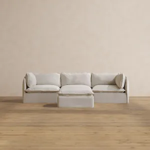 Modular Washable 3-Seater   Ottoman in Powder | Memorix  Seat | Contour Pillow