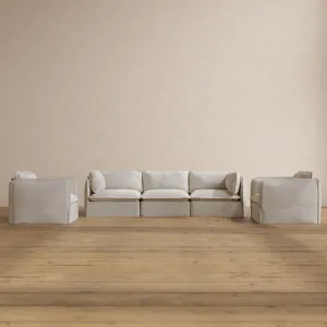 Modular Washable 3-Seater Sofa   Armchair Set in Powder | Memorix  Seat | Contour Pillow