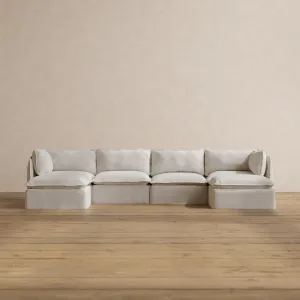 Modular Washable 4-Seater U-Sectional in Powder | Deluxe  Seat | Contour Pillow