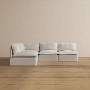 Modular Washable 5-Seater Open-Ends Corner Sectional in Powder | Memorix  Seat | Contour Pillow