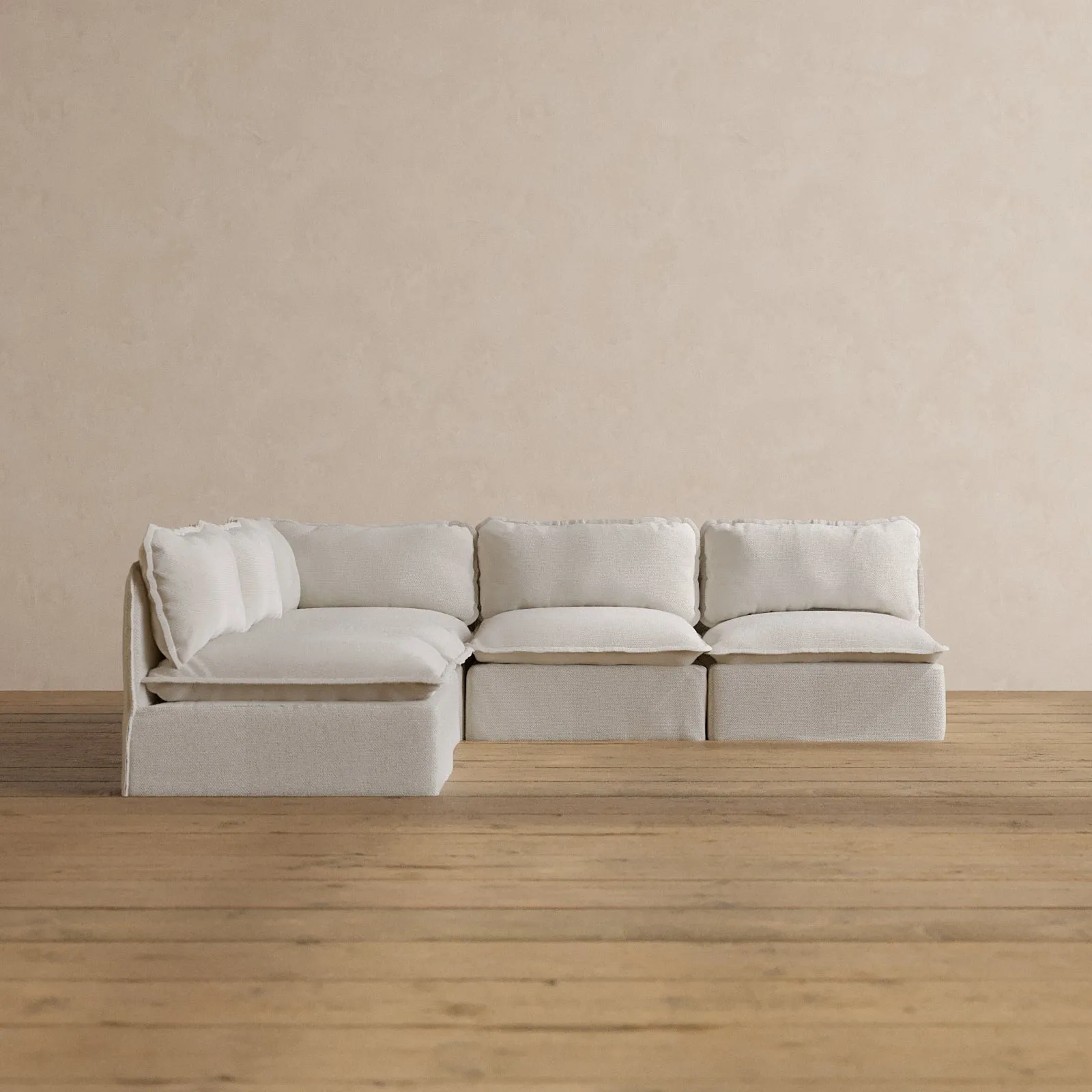 Modular Washable 5-Seater Open-Ends Corner Sectional in Powder | Memorix  Seat | Contour Pillow