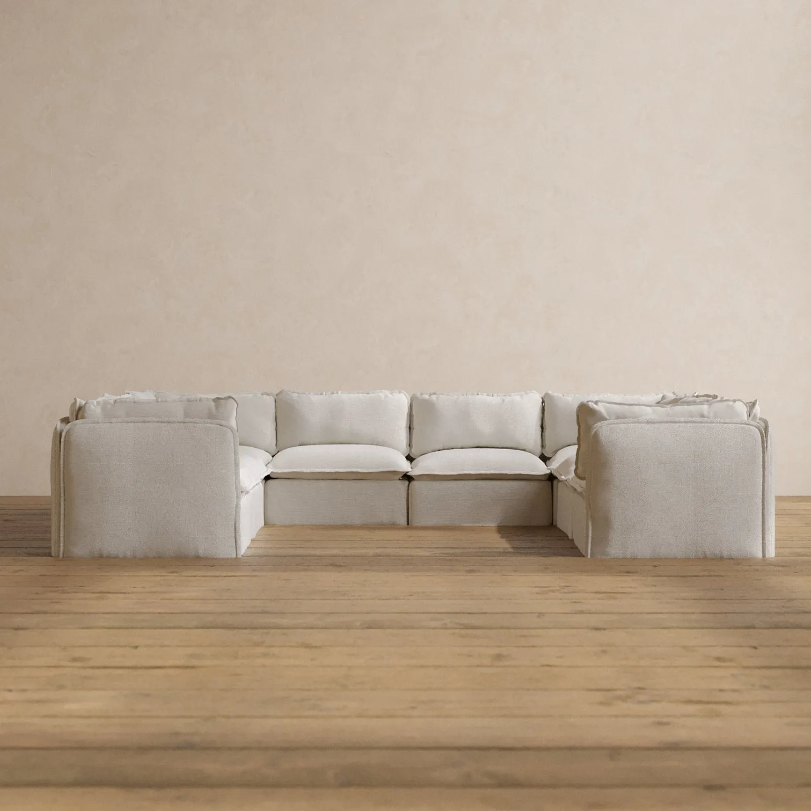 Modular Washable 8-Seater U-Sectional in Powder | Deluxe  Seat | Contour Pillow