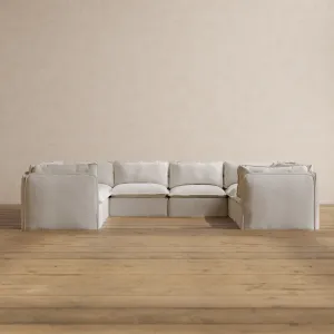 Modular Washable 8-Seater U-Sectional in Powder | Deluxe  Seat | Contour Pillow