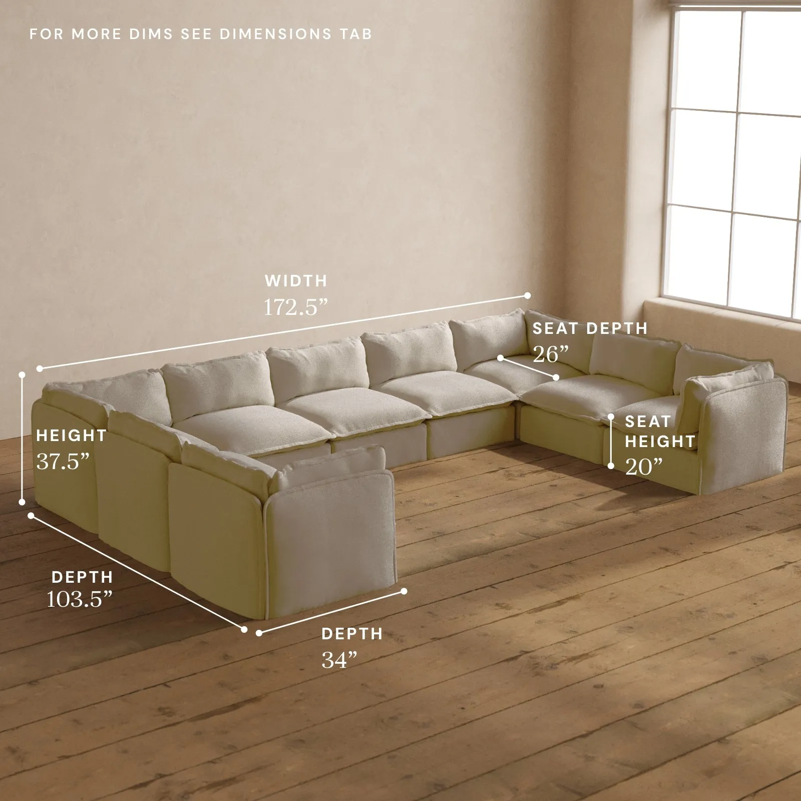 Modular Washable 9-Seater U-Sectional in Powder | Memorix  Seat | Contour Pillow