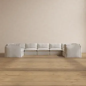 Modular Washable 9-Seater U-Sectional in Powder | Memorix  Seat | Contour Pillow