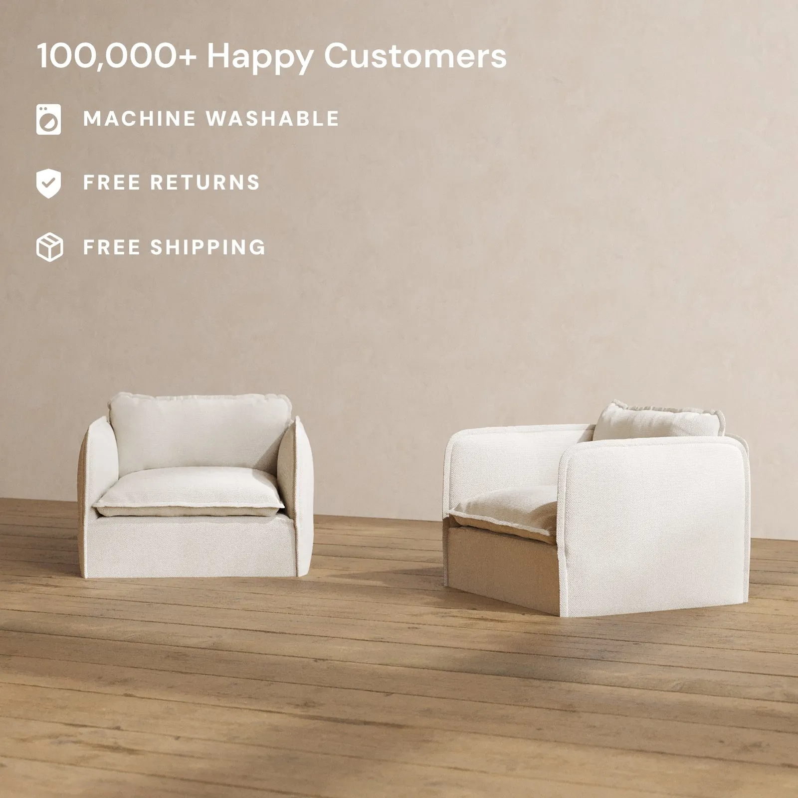 Modular Washable Armchair Set in Powder | Memorix  Seat | Contour Pillow