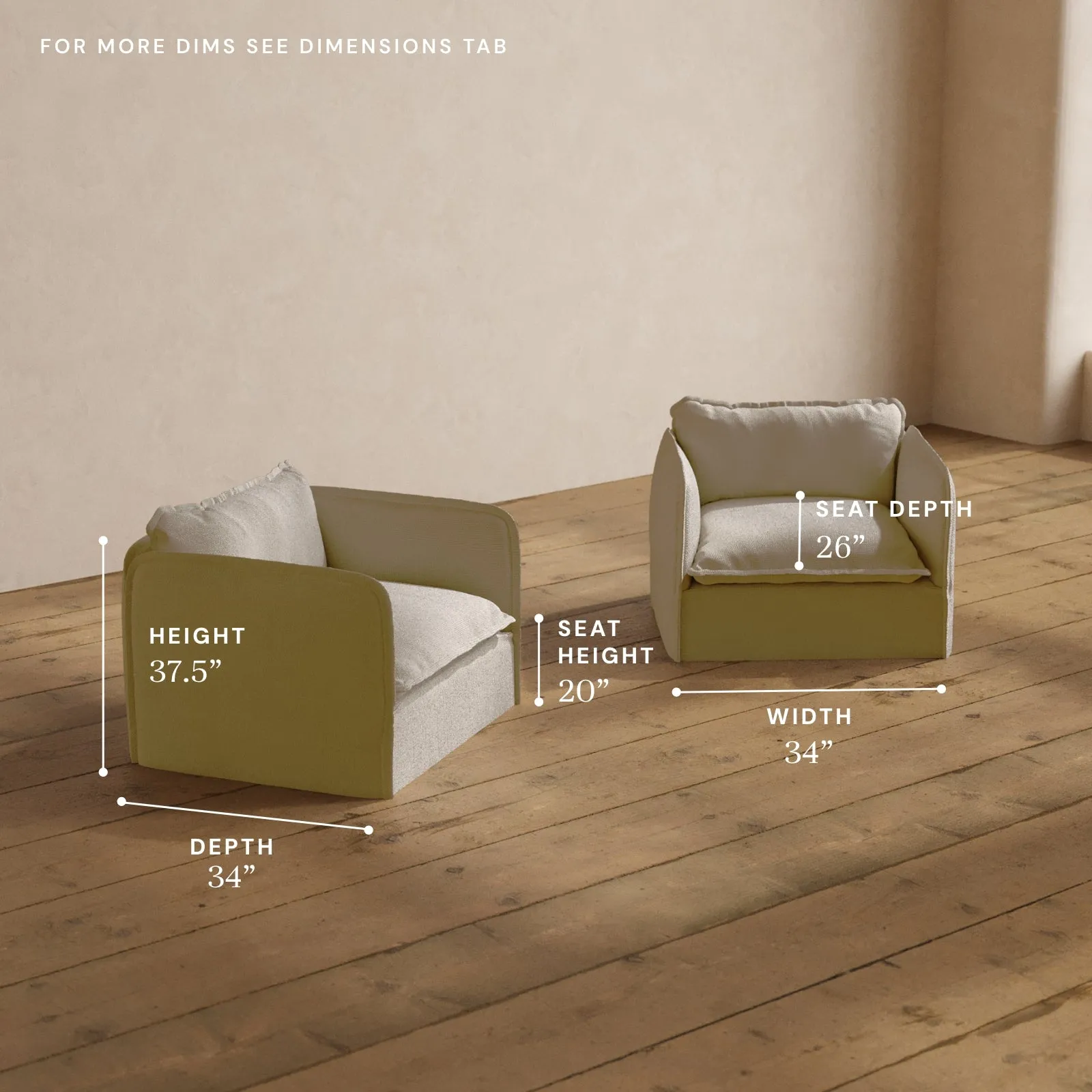 Modular Washable Armchair Set in Powder | Memorix  Seat | Contour Pillow