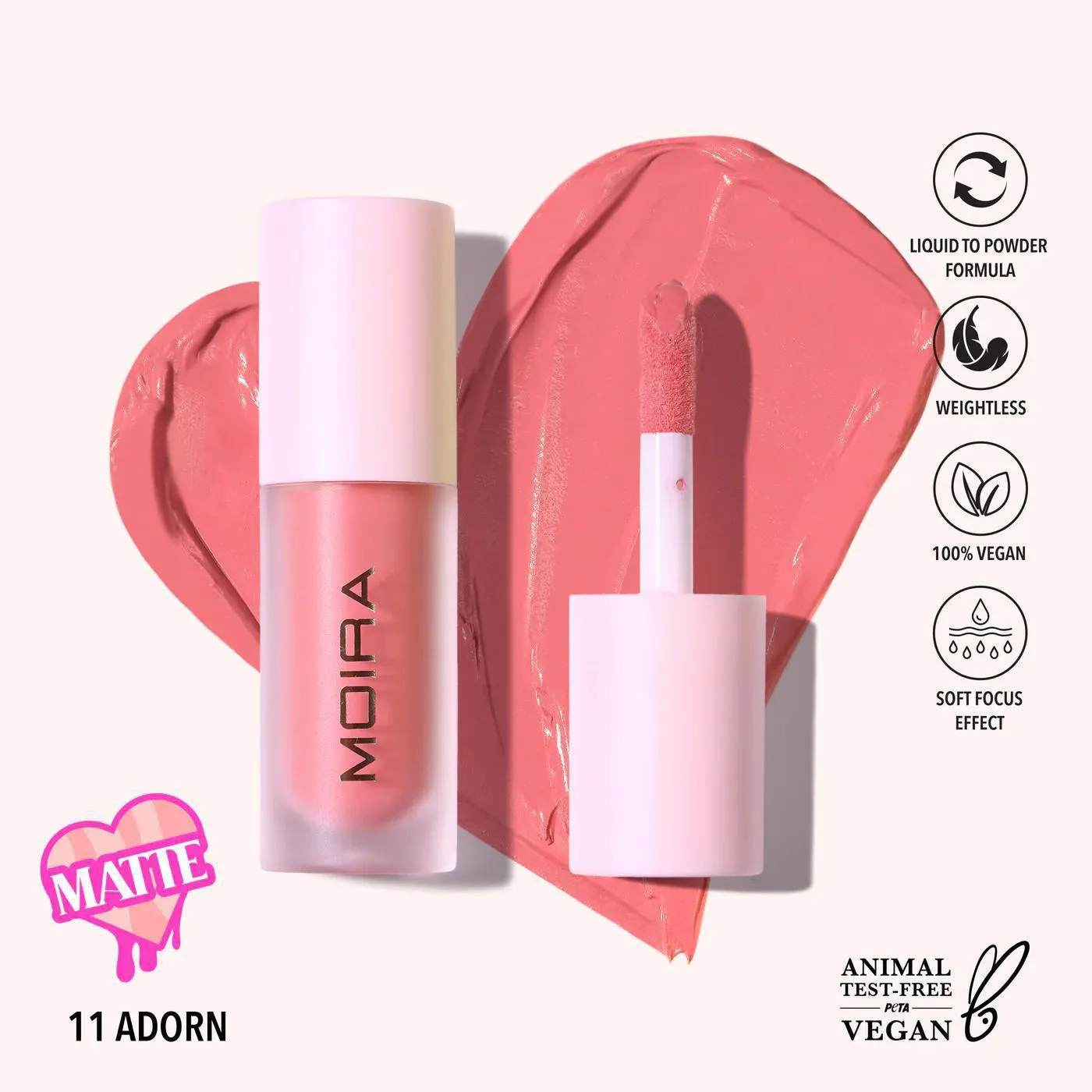 MOIRA Cosmetics Love Steady Liquid Blush 轻薄柔焦水润持久液体腮红 4.8g