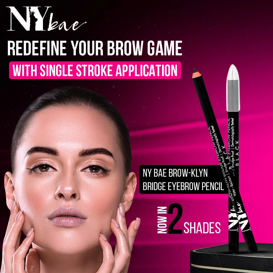 NY Bae Brow-klyn Bridge Eye Brow Pencil - Brown (1.4 g) | Enriched with Castor Oil & Vitamin E | Smudge Resistant | Easy To Use | Cruelty Free
