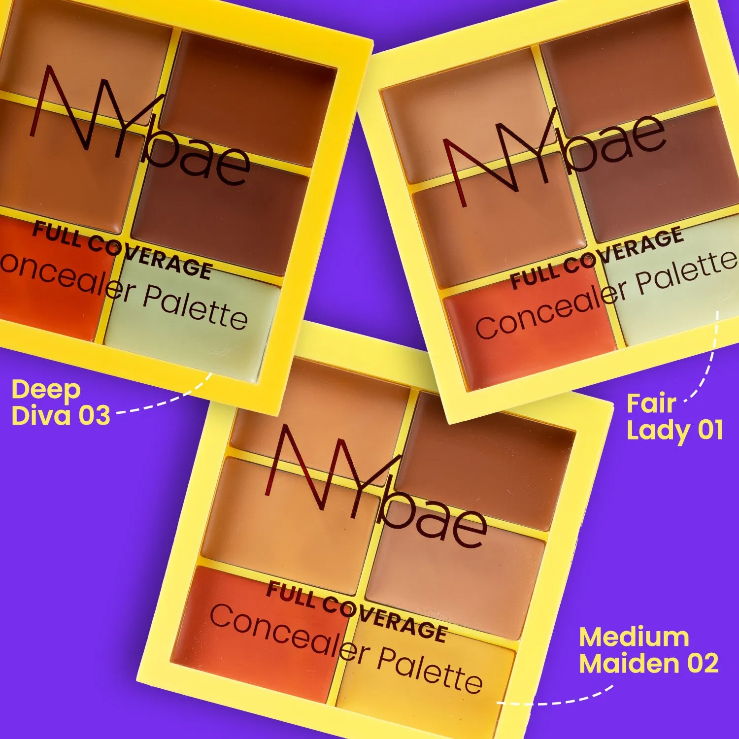 NY Bae Full Coverage Concealer Palette - Medium Maiden 02 (9g) | Concealer | Foundation | Contour | Colour Correctors | Glowing Medium Skin | Face Makeup | Creamy Finish
