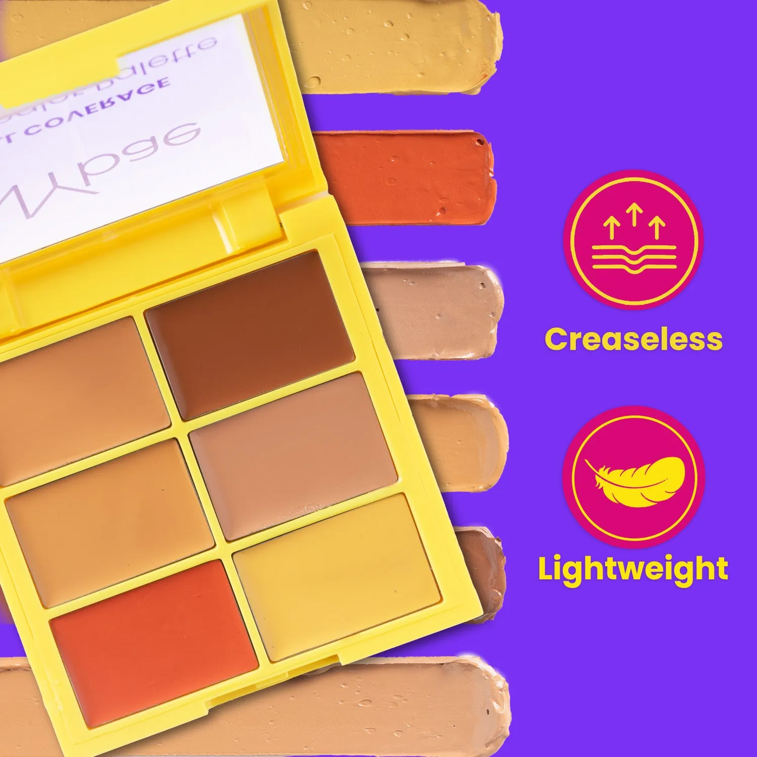 NY Bae Full Coverage Concealer Palette - Medium Maiden 02 (9g) | Concealer | Foundation | Contour | Colour Correctors | Glowing Medium Skin | Face Makeup | Creamy Finish