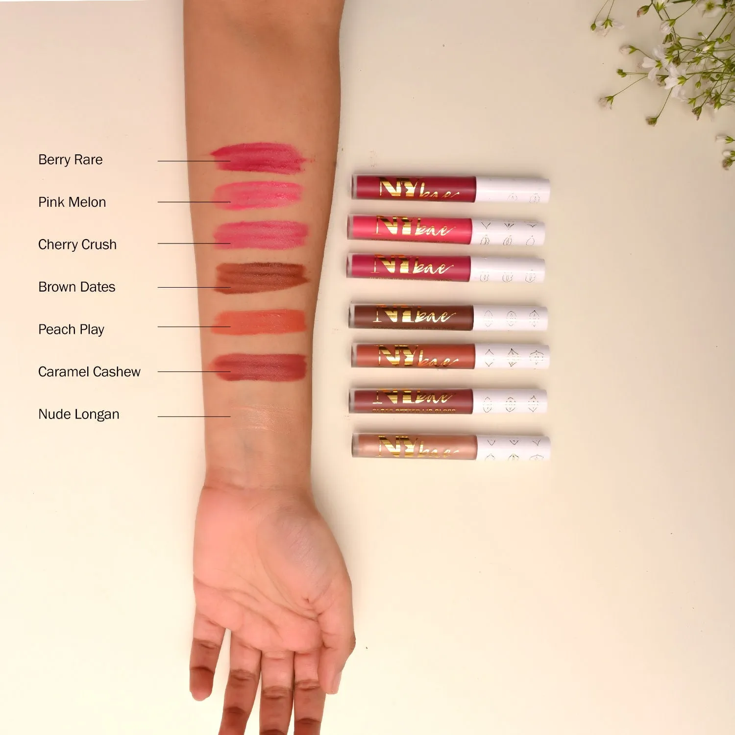 NY Bae Gloss Getter Lip Gloss | Shiny Satin Finish | Light Weight | Non-Sticky - Brown Dates 04 (2.8 ml)