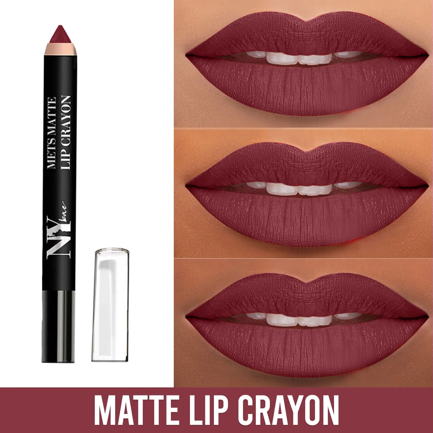 NY Bae Mets Matte Lip Crayon | Satin Texture | Maroon | Enriched with Vitamin E - Major League Attraction 2 (2.8 g)