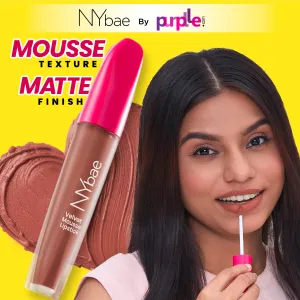 NY Bae Velvet Mousse Liquid Lipstick - Cheeky Nude 09 (6.5ml) | Velvet Matte Finish | Transferproof | Smudgeproof | Ultra Light | Smooth | Moisturising Nude Lipstick