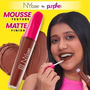 NY Bae Velvet Mousse Liquid Lipstick - Spicy Rust 06 (6.5ml) | Velvet Matte Finish | Transferproof | Smudgeproof | Ultra Light | Smooth | Moisturising Brown Lipstick