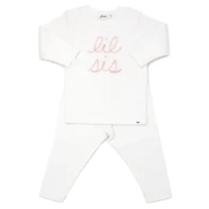 oh baby! Two Piece Set - Lil Sis in Blush Pink Yarn - Cream