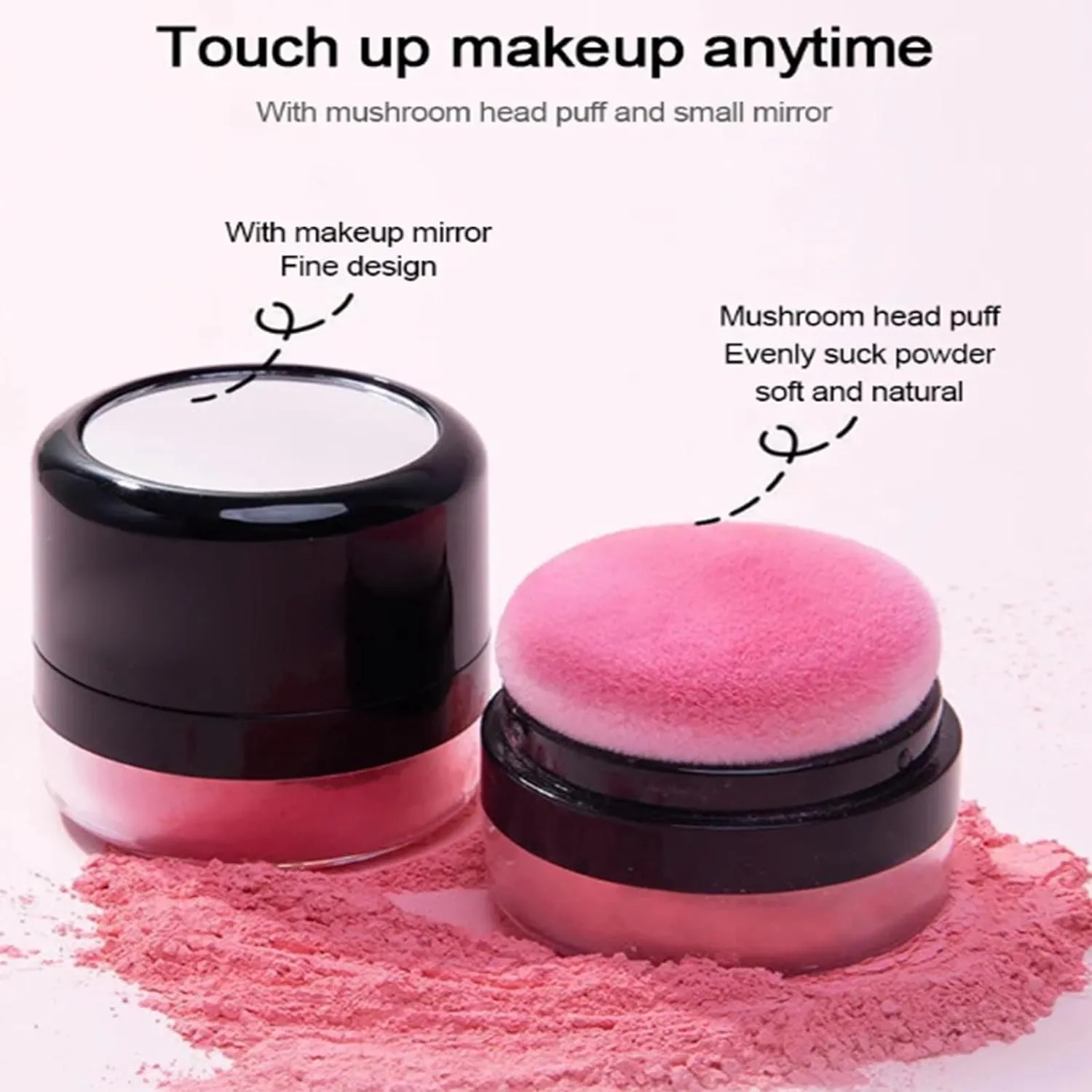 Oil Control Air Cushion Blush, Air Cushion Cheek Blush,Blush Powder,Loose Powder Blush Air Cushion Blush Natural Blusher,Face Blush Palette Face Blusher Makeup (Little Pink)