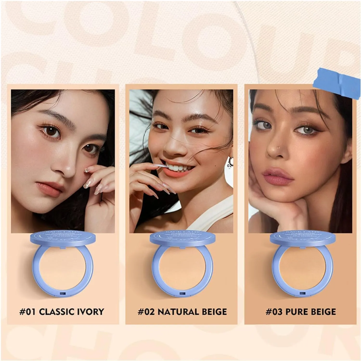 Oil Control Face Pressed Powder, Waterproof Powder Makeup, Setting Powder Makeup, Waterproof Long Lasting FinishingPowder (#02 NATURAL BEIGE)