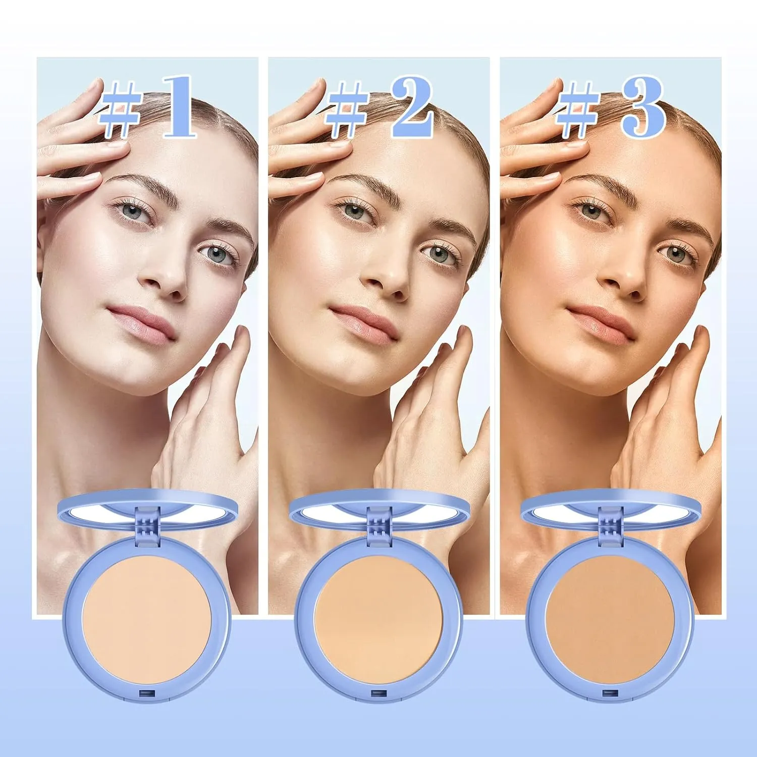 Oil Control Matte Face Pressed Powder,Brighten Skin Color,Waterproof Long Lasting,Full Coverage Flawless Face Setting Loose Powder (01 Classic Ivory, normal)