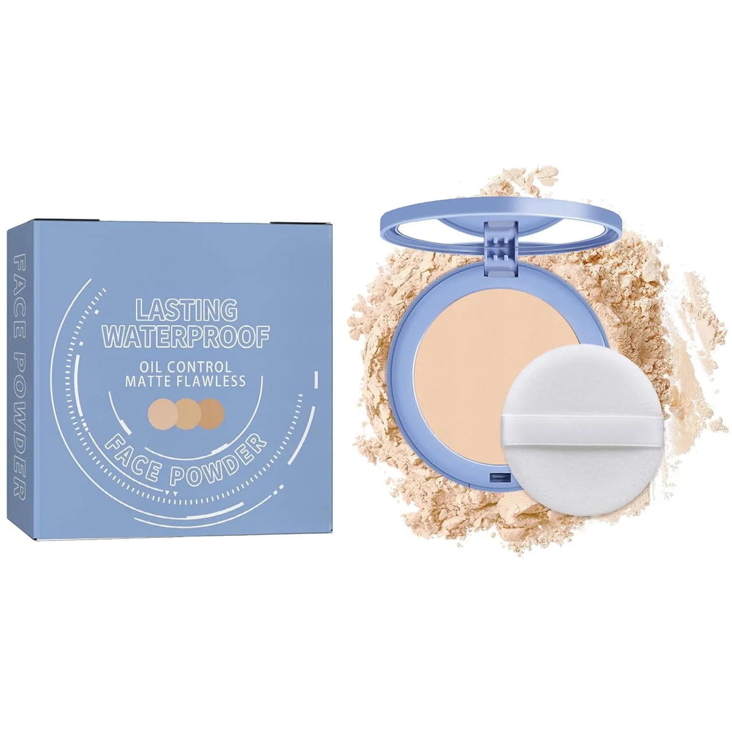 Oil Control Pressed Powder, Matte Smooth Face Setting Powder, Waterproof Long Lasting Makeup, Flawless Facial Powder Makeup,Minimizes Fine Lines And Pores,for Oily Skin (Classic ivory, 1PCS)