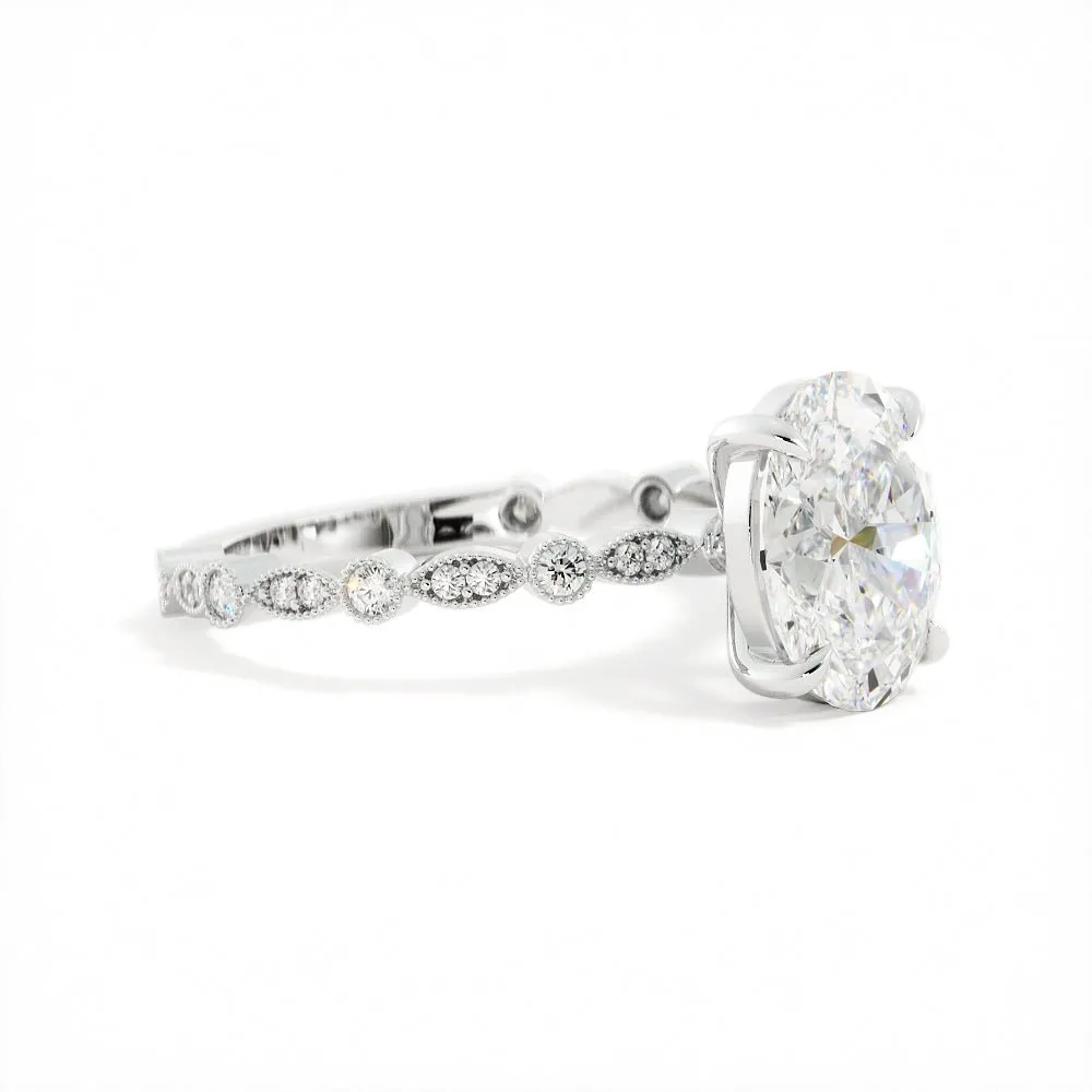 Oval Diamond Vintage Style Engagement Ring