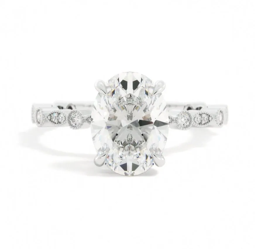 Oval Diamond Vintage Style Engagement Ring