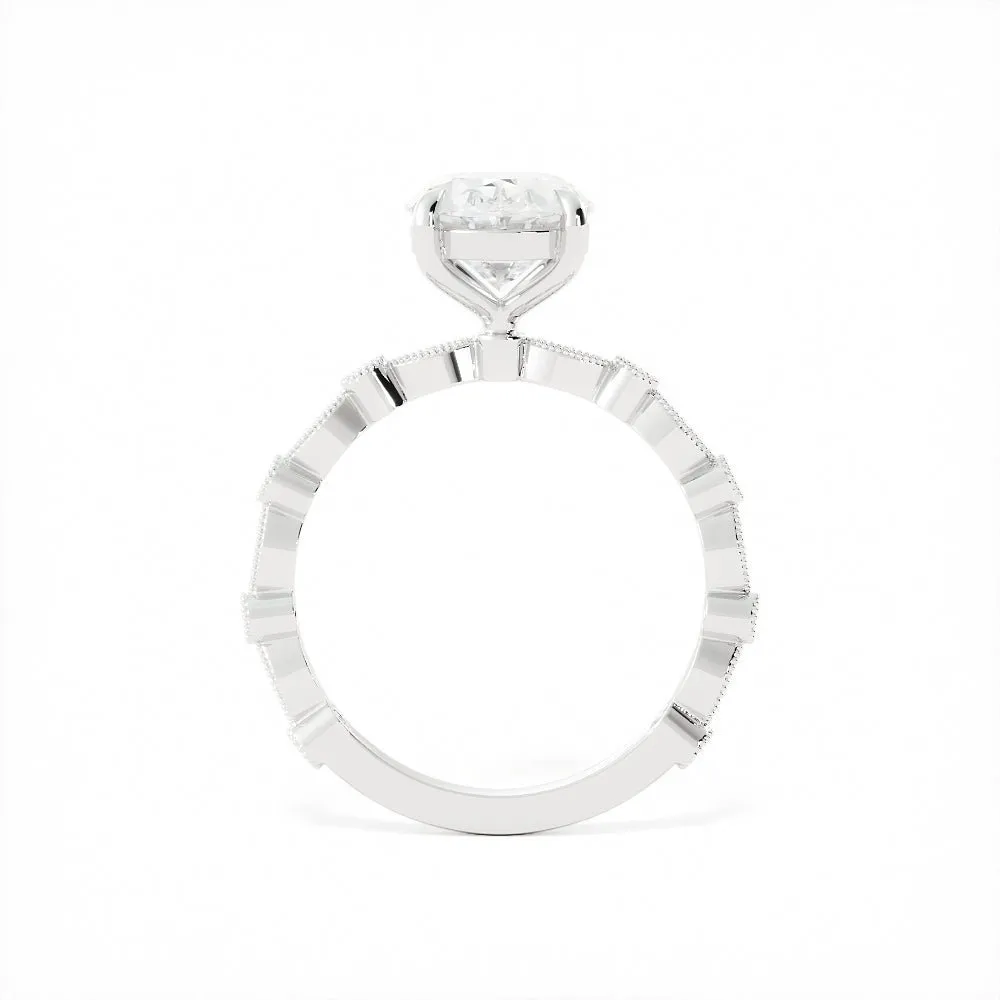 Oval Diamond Vintage Style Engagement Ring