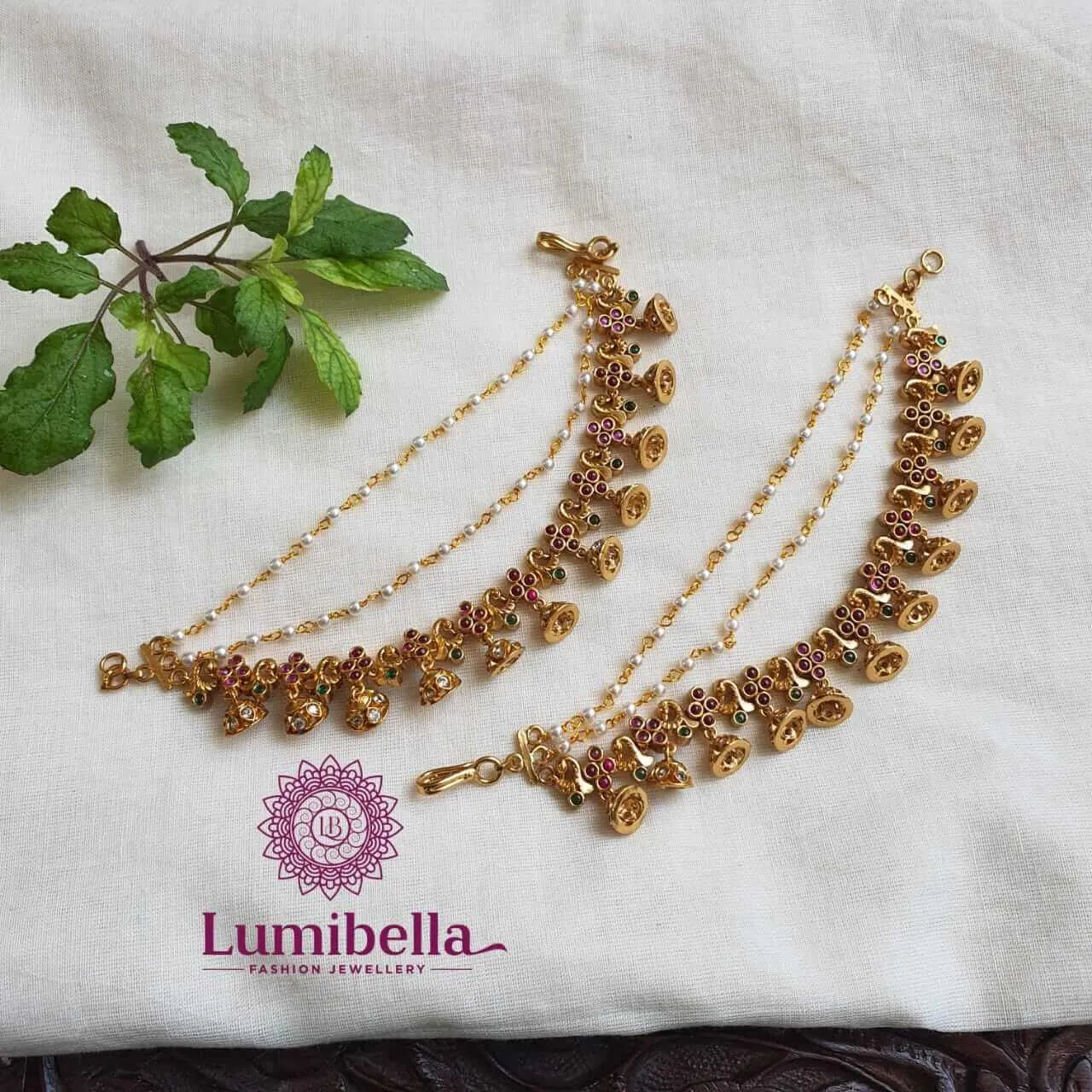 Peacock Bridal Ear Chains